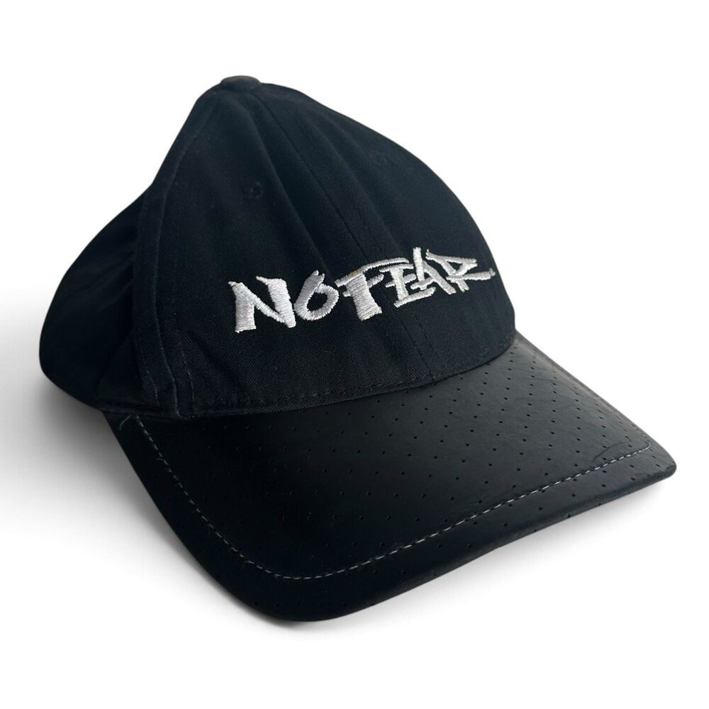 Vintage No Fear Snapback Hat Black Embroidered Made in USA 90s Y2K Skate Cap